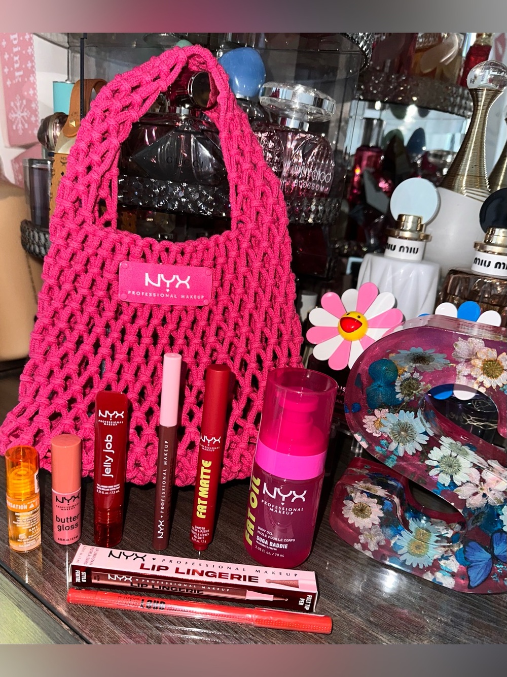 NYX Hot Pink Limited Edition Tote Bag, New Body Oil & 6pc Lip Bundle